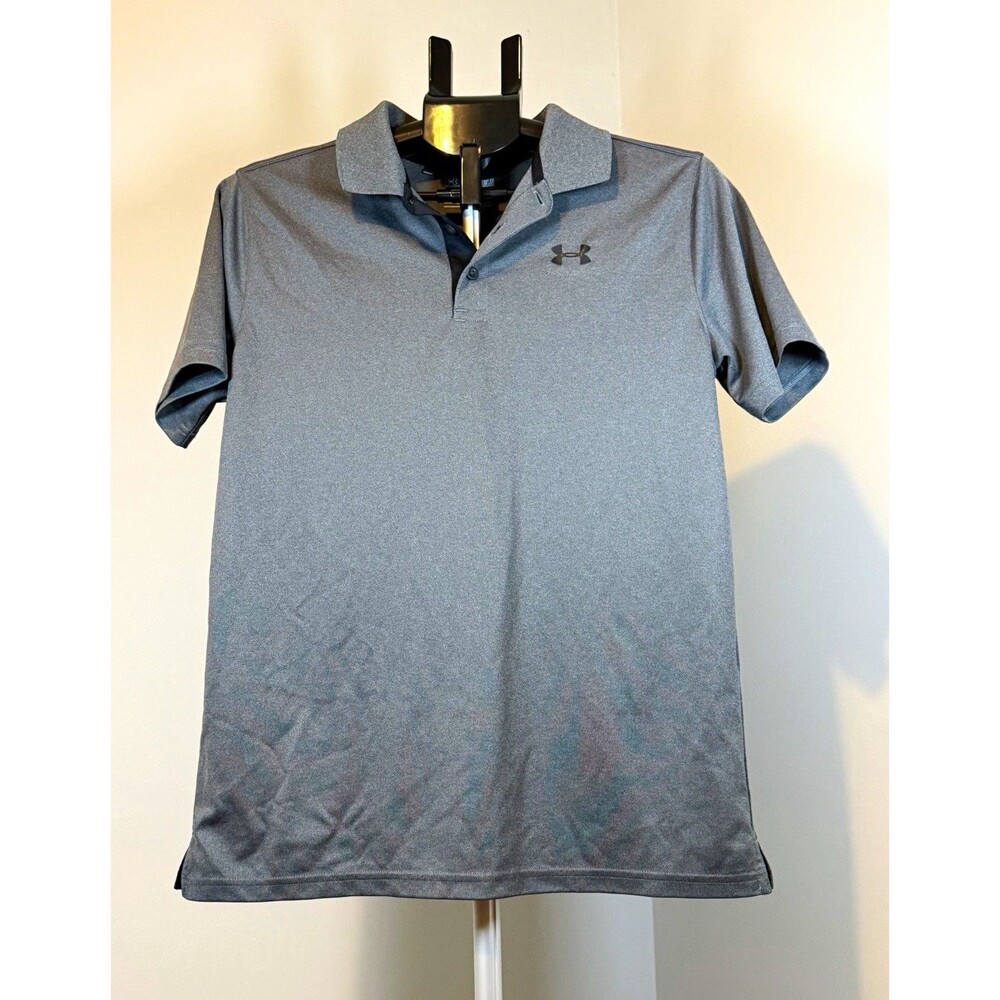 Under Armour HeatGear Polo Youth XL Gray Solid Short Sleeve Collared Loose